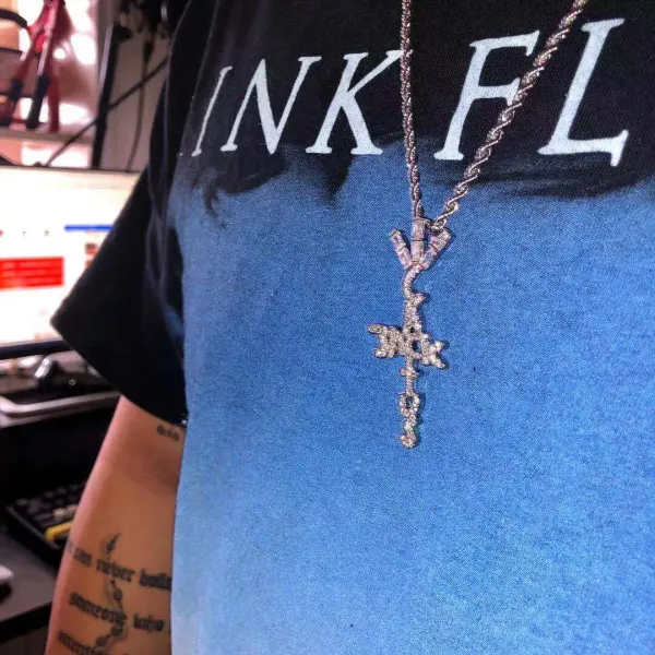 Cactus Jack Travis Scott Cactus Jack Signature Cross Pendant Necklace Gold Jewelry - 7