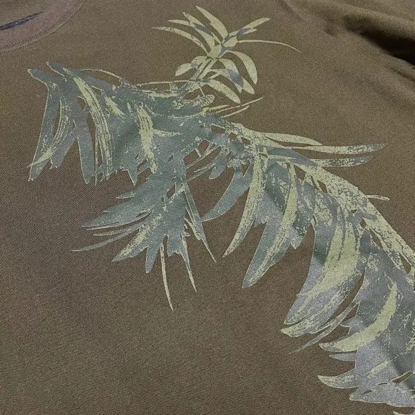 Design Palm Leaf Print Olive Green T-Shirt - 3