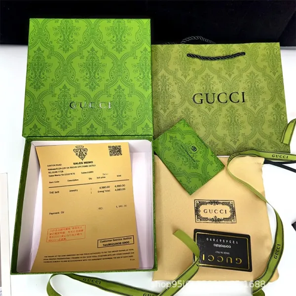 Gucci Double G Interlocking Buckle Belt Dark Gray Monogram Canvas Belt - 7