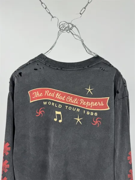 Design Red Hot Chili Peppers x Unknown Brand Distressed Long Sleeve T-Shirt Gray T-Shirts - 5