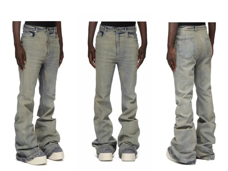 Design Flared High-Rise Distressed Jeans Light Wash - 9