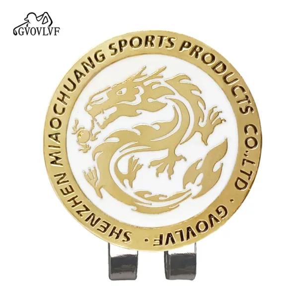 Design GVOVLVF Dragon Golf Ball Marker Clip Gold White Accessories Jewelry - 1