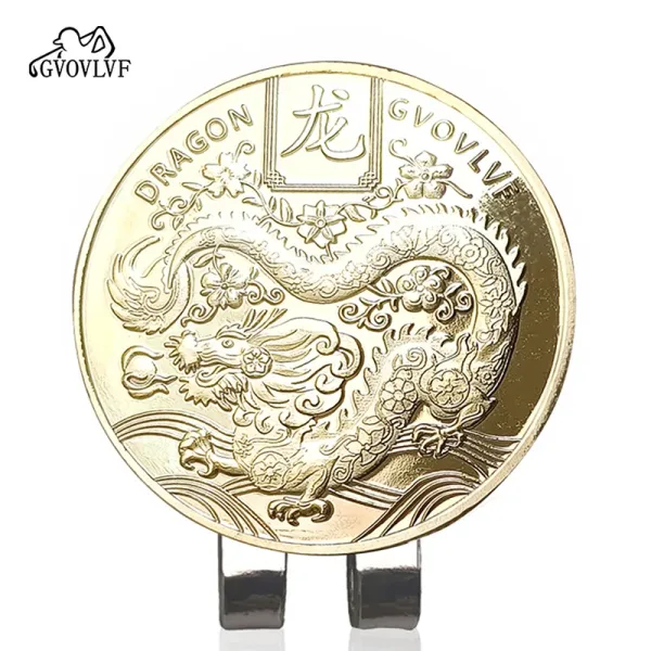 Design GVOVLVF Dragon Coin Golf Ball Marker Gold Accessory Jewelry - 1