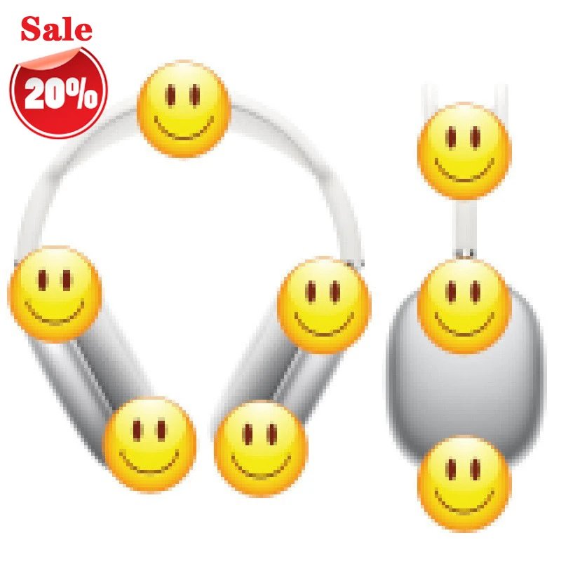 Design Smiley Emoji Headphones White Over Ear Headphones - 2