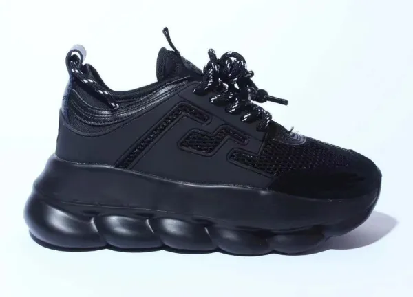 Versace Chain Reaction Black Chunky Sneakers - 1