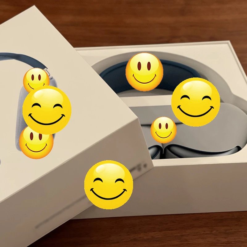 Design Smiley Emoji Headphones White Over Ear Headphones - 5