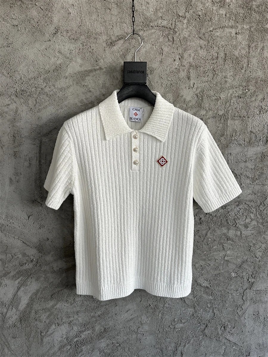 Casablanca x Casa Blanca Ribbed Knit Polo White Polo Shirt - 9