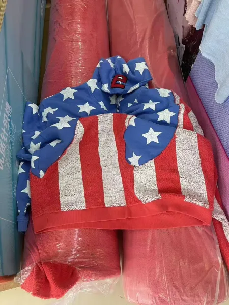 Design American Flag Print Cropped Hoodie Multicolor - 10