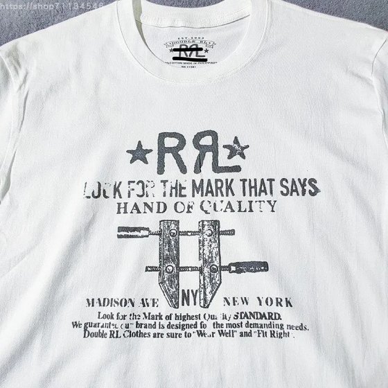 RRL Style Short-Sleeve T-Shirt American Vintage Round Neck Cotton Tee 230g Summer Double R Short-Sleeve T-Shirt for Men