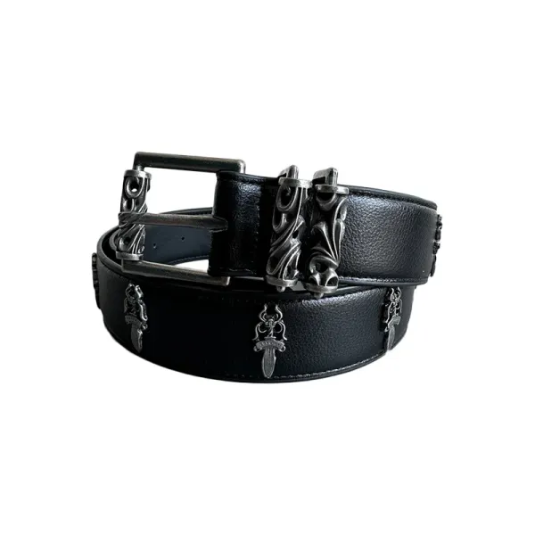 Chrome Hearts Dagger Stud Leather Belt Black - 4