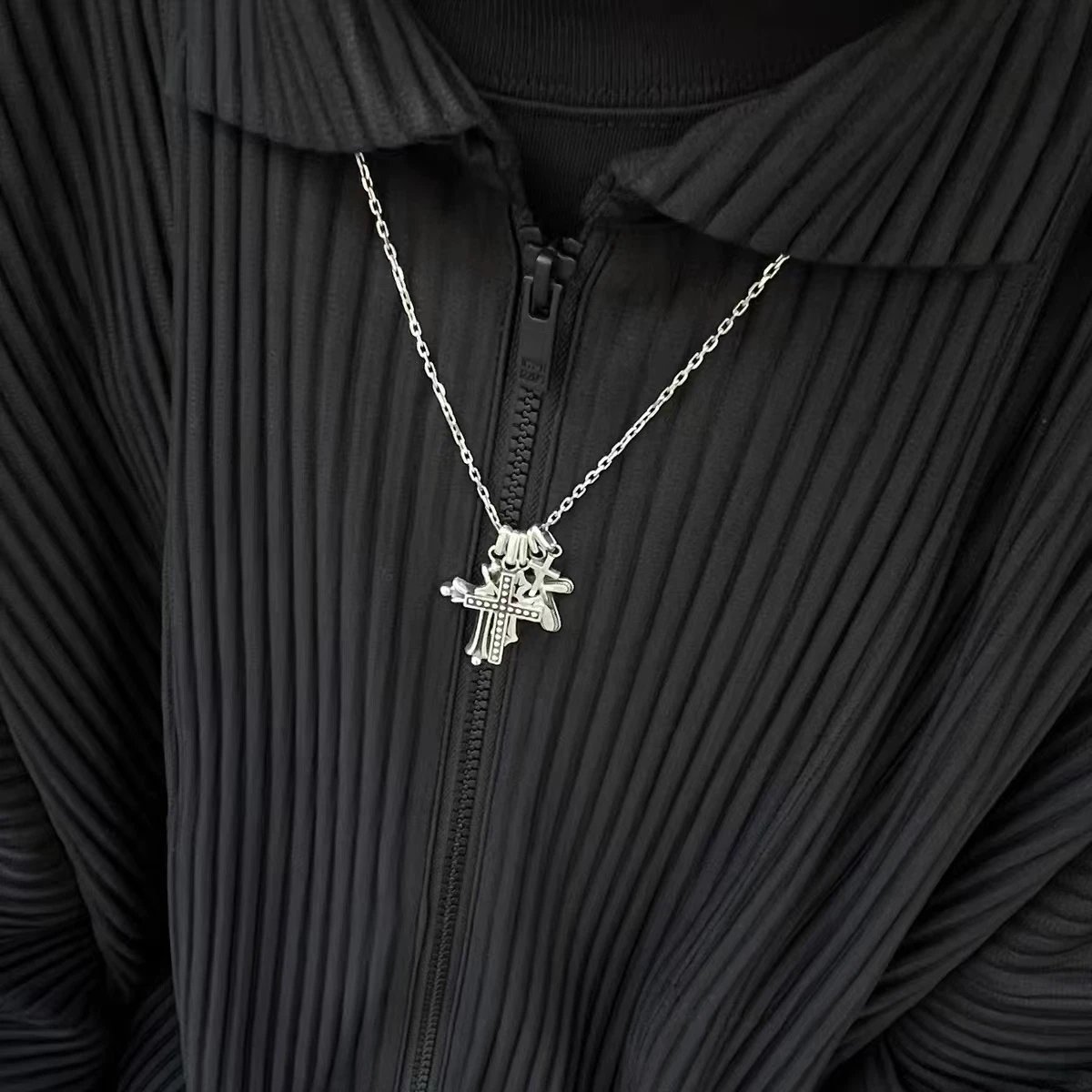 Design Multi-Cross Pendant Necklace Silver Jewelry - 2