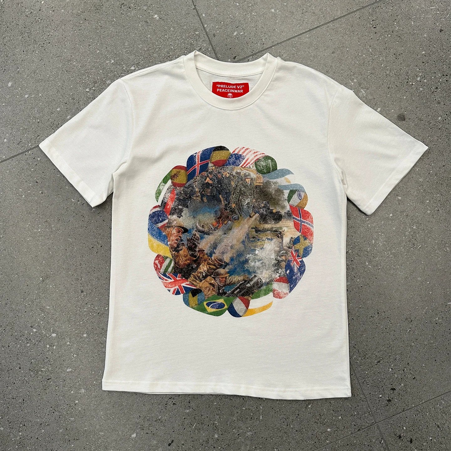 PEACEINWAR Prelude V2 Flag T-shirt White