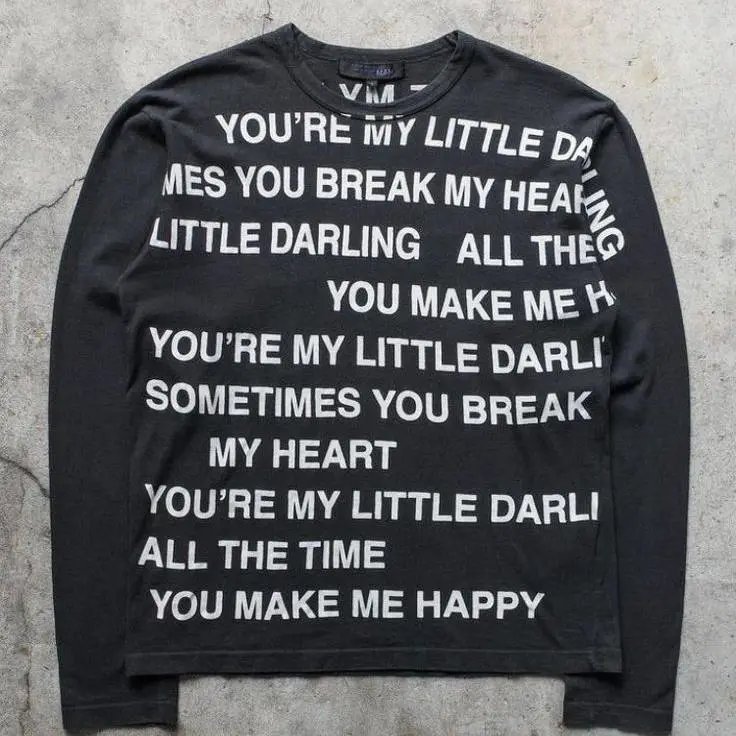 Black Long-Sleeve T-Shirt with Song Lyrics