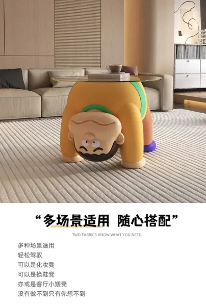 Design Sumo Wrestler Stool Multicolor Decorative Stool Accessories - 3