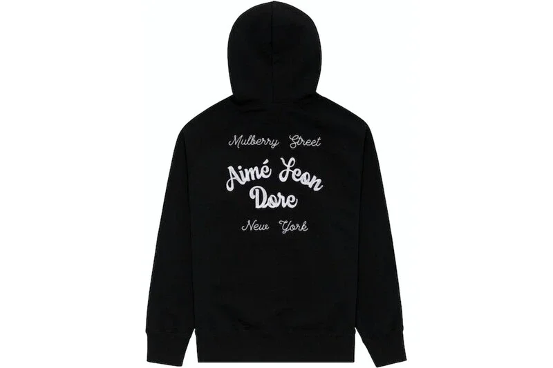 Aimé Leon Dore Black Mulberry Street Embroidered Hoodie - rep bluzy z kapturem