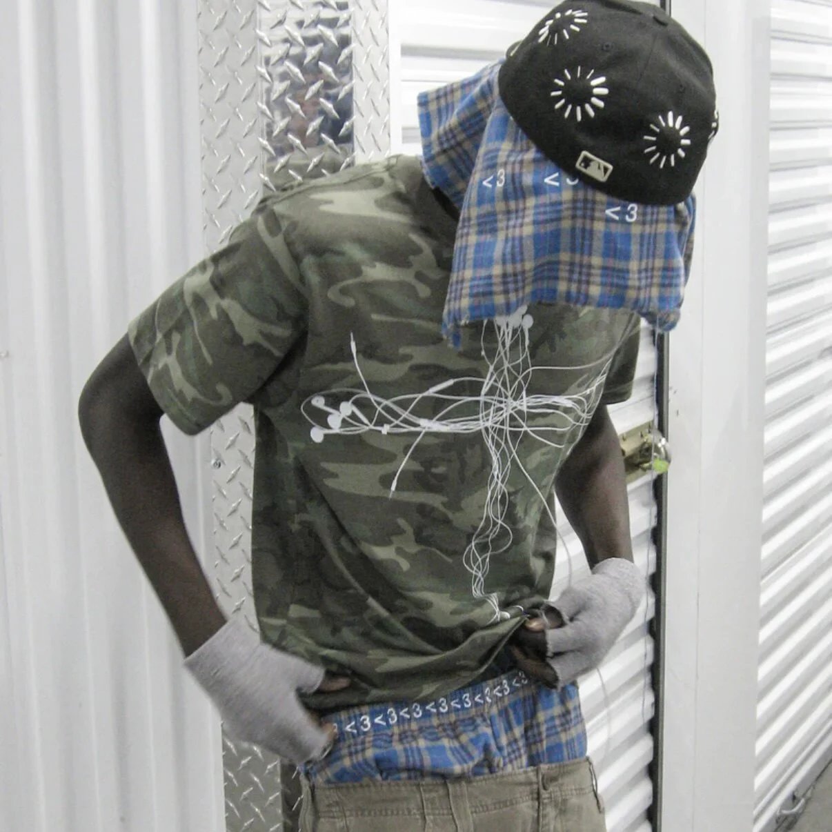 KK11 EARPHONES CAMO T-SHIRT Retro Camouflage Earphones Printed Short Sleeve T-shirt