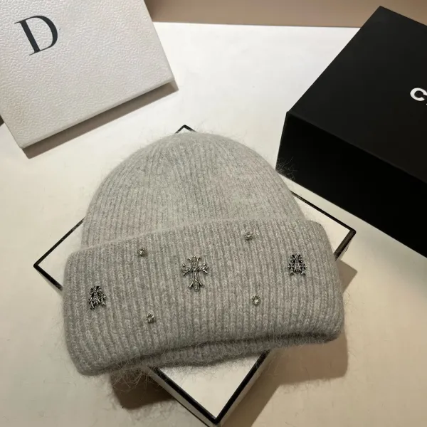 Chrome Hearts Cross-Embellished Lilac Knit Beanie - 3