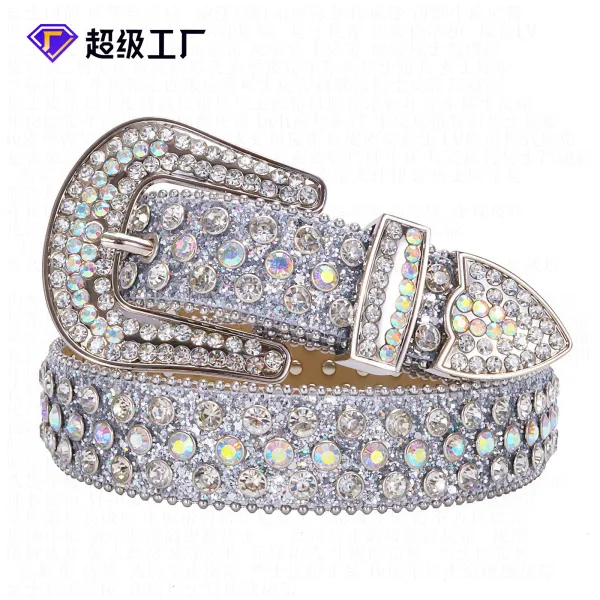 Design Studded Leather Belt Black - 3