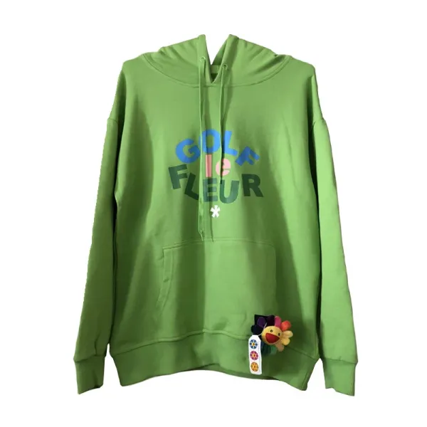 Design Floral Print Oversized Hoodie Green - 5