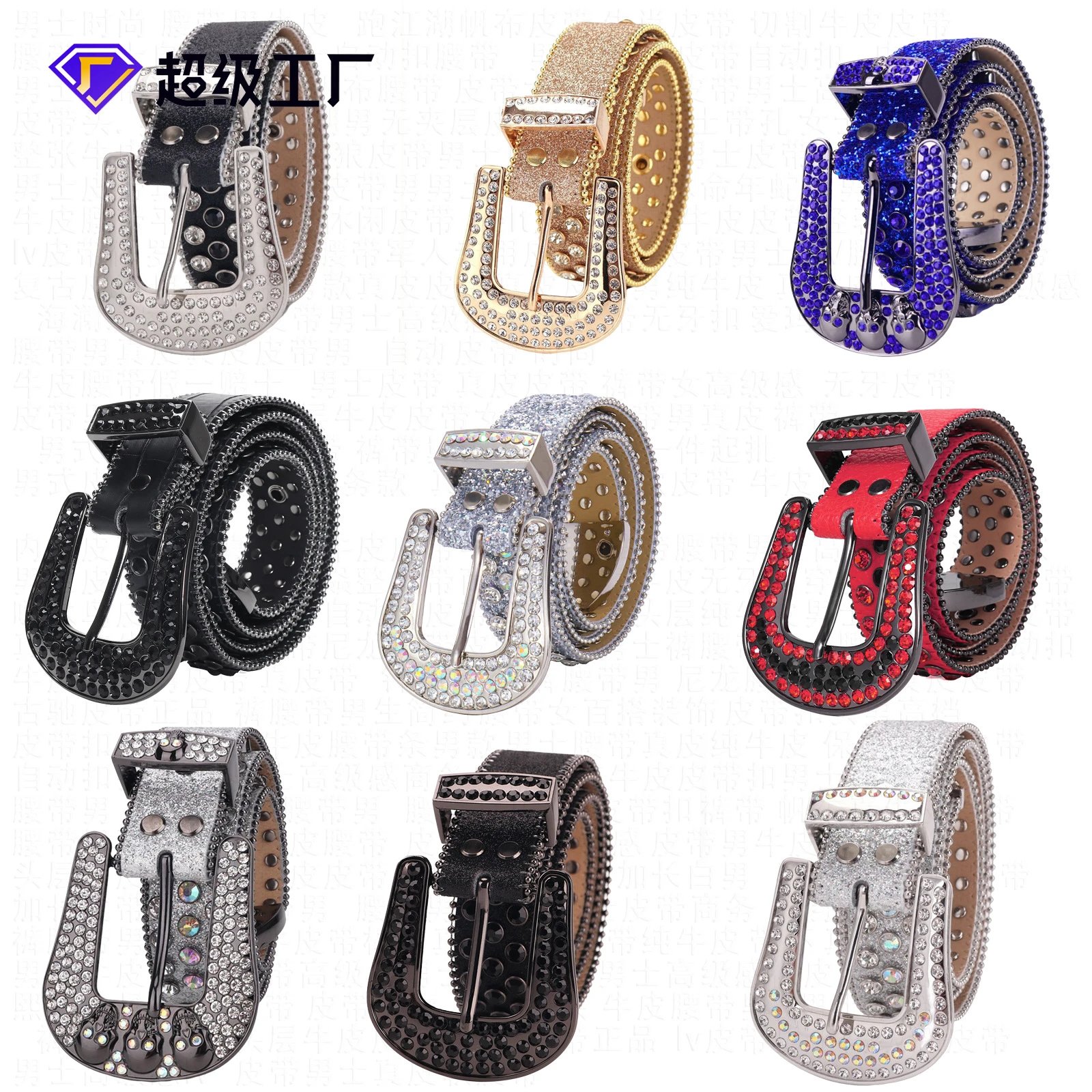 Design Studded Leather Belt Black - 2