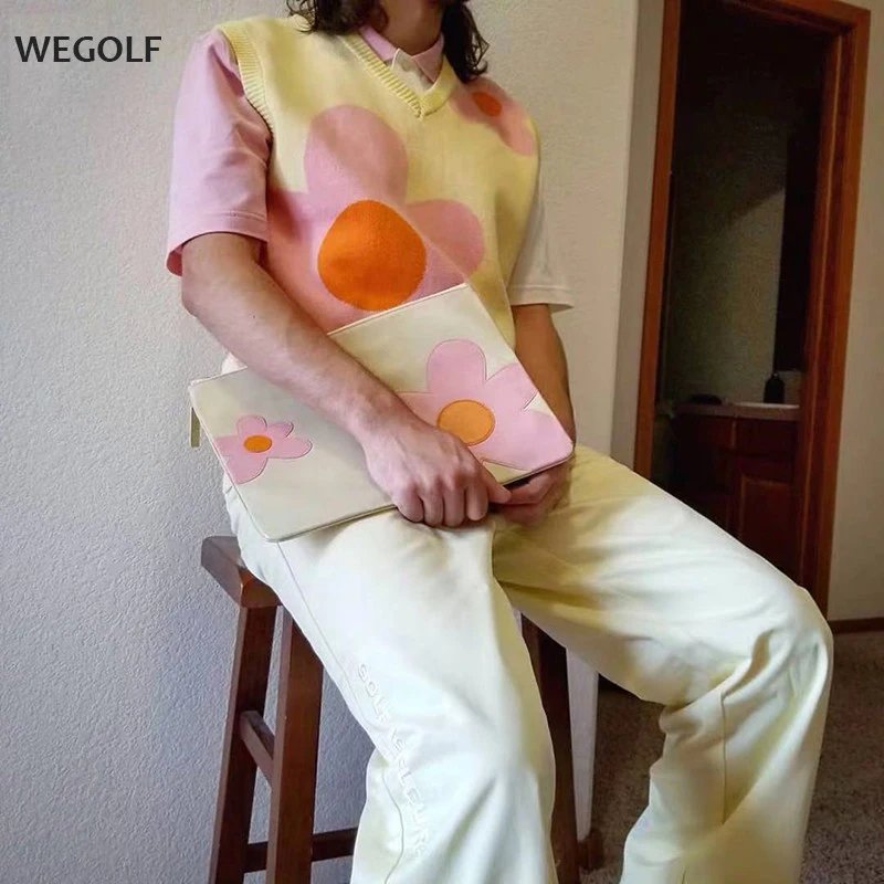 A Bathing Ape GOLF Le Fleur* Leopard Print Knit Vest Green Orange Vest Top - 2