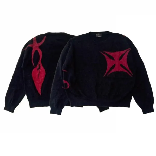 Design Cable Knit Collar Cardigan Black Outerwear.cardigan - 2
