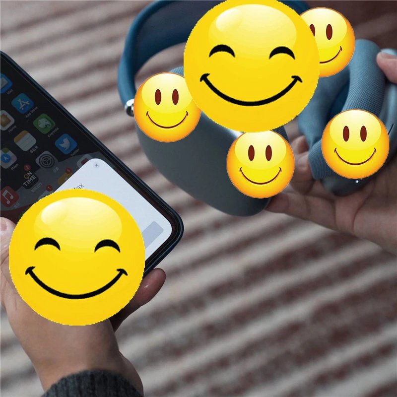 Design Smiley Emoji Headphones White Over Ear Headphones - 3