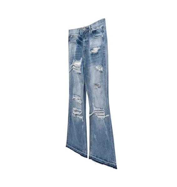 Design Distressed Wide-Leg Jeans Blue - 6
