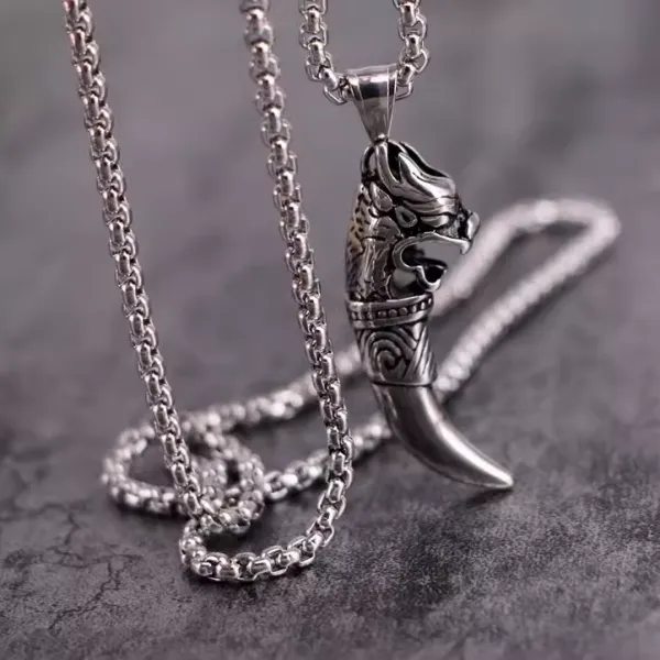 Design Dragon Claw Pendant Silver Necklace Jewelry - 1