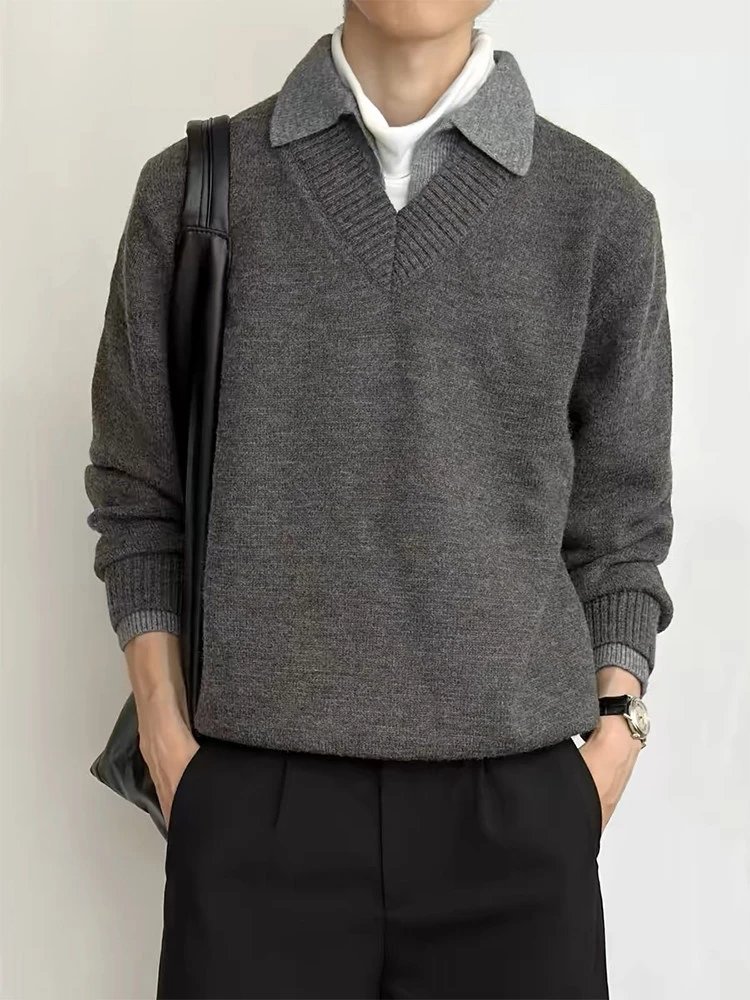 Stay The Night Fake Two-Piece V-Neck Sweater-End · 4