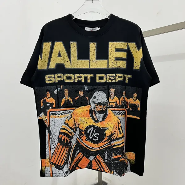 Design Vale Sports Division Valley Sport Dept Hockey Graphic T-Shirt Black T-Shirts - 1