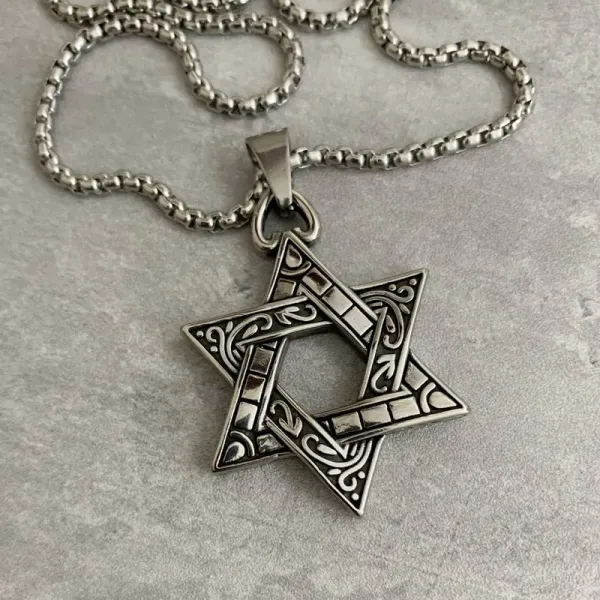 Design Star of David Pendant Necklace Silver Jewelry - 1
