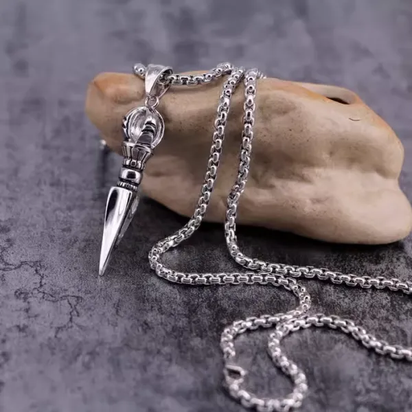 Design Vajra Dagger Pendant Necklace Silver Jewelry - 1