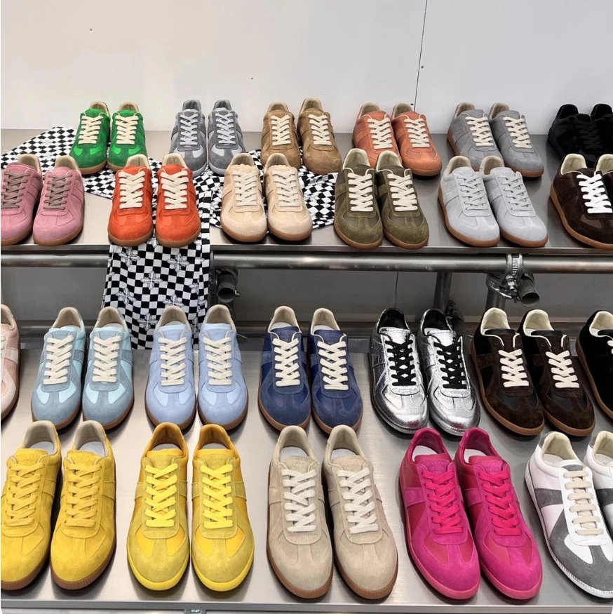 In Stock Classic Retro Versatile Doodle Color-Block Unisex German Training Sneakers Genuine Leather High-Top Low-Top Skate Shoes