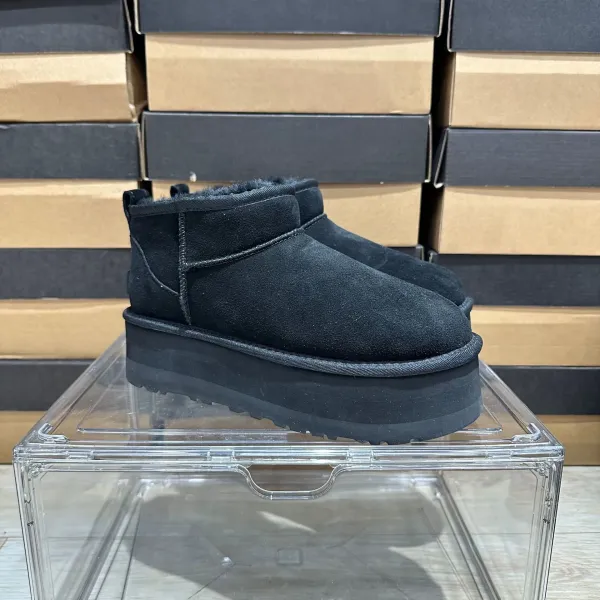 UGG Mini Platform Black Suede Snow Boots - 1