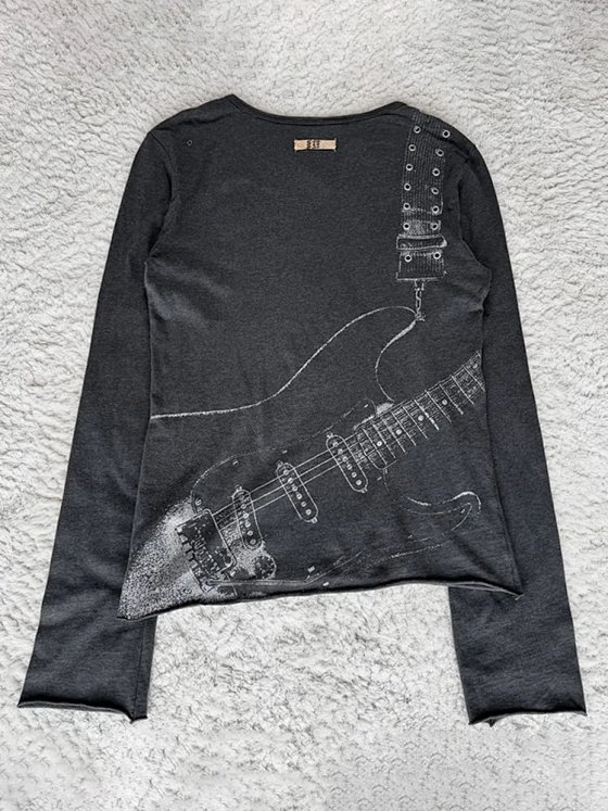 IfSixWasNine00SS Visual Rock Punk Style T-shirt Guitar Printed Long Sleeve T-shirt Unisex