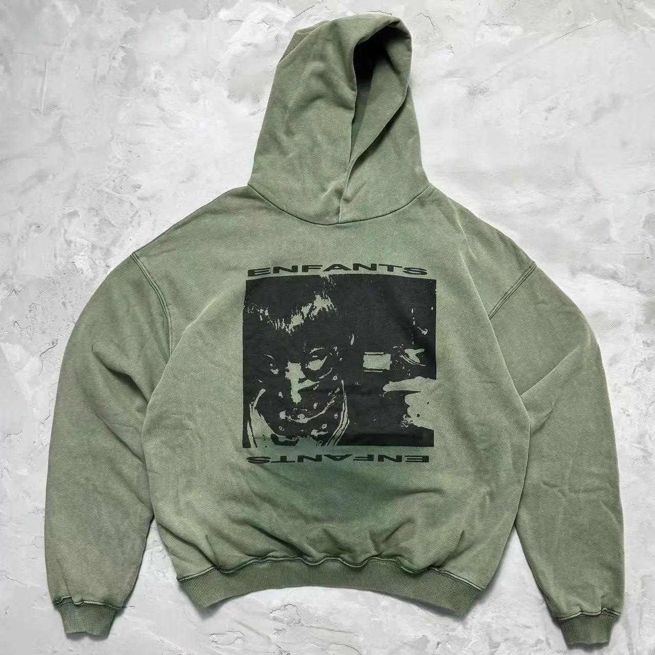 Enfants Riches Déprimés Graphic Print Hoodie Olive Green