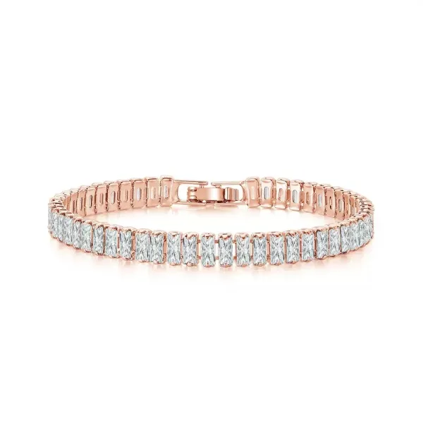 Design Tennis Bracelet Rose Gold Cubic Zirconia Jewelry - 1