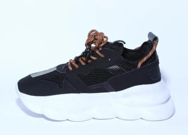 Design Chunky Mesh Sneaker Black Brown White Sneakers - 1