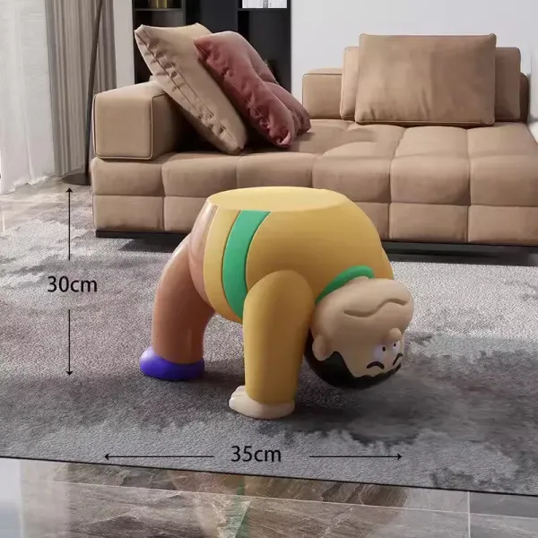 Design Sumo Wrestler Stool Multicolor Decorative Stool Accessories - 1