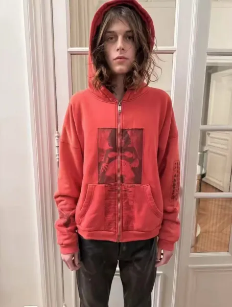 Design Auto-Generative Art Zip-Up Hoodie Red - 2