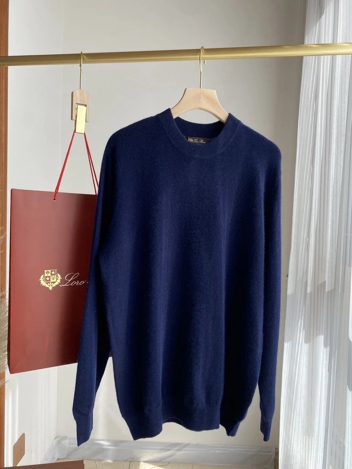 Loro Piana Classic Crewneck Navy Sweater
