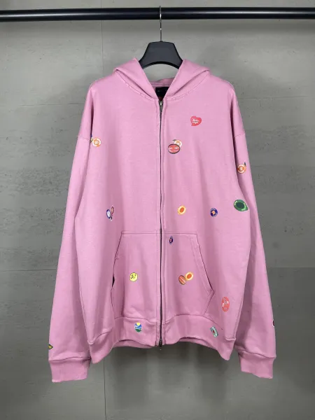 Balenciaga Patchwork Zip-Up Hoodie Pink - 1