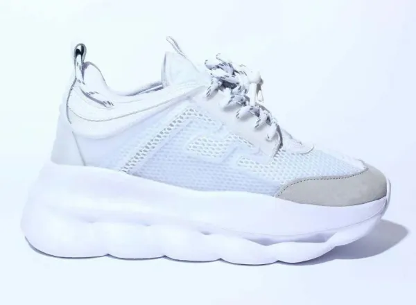 Versace Chain Reaction White Mesh Sneakers Chunky Sneakers - 1