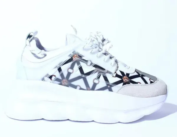 Versace Chain Baroque White Chunky Sneakers - 1