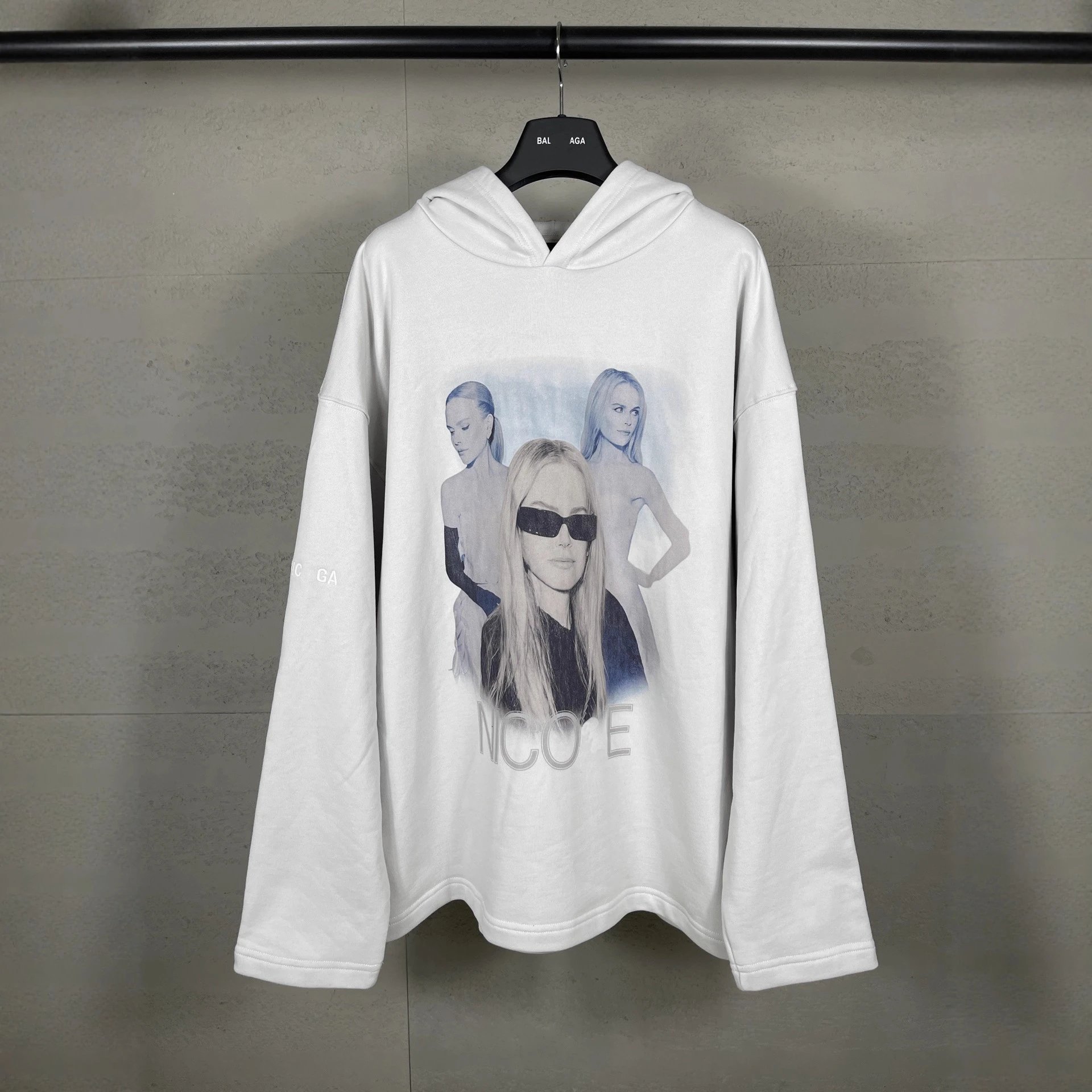 Balenciaga Distressed Paint-Splatter Hoodie in Charcoal Gray - 6