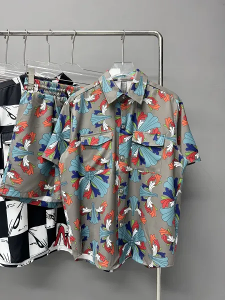 Design Floral Print Short-Sleeve Shirt and Matching Shorts Set - 1