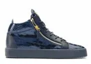 Design Giuseppe Zanotti Deco High Top Navy Patent Leather Sneakers - 1