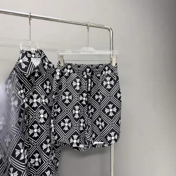 Design Floral Print Elastic Waist Shorts and Shirt Set - 5