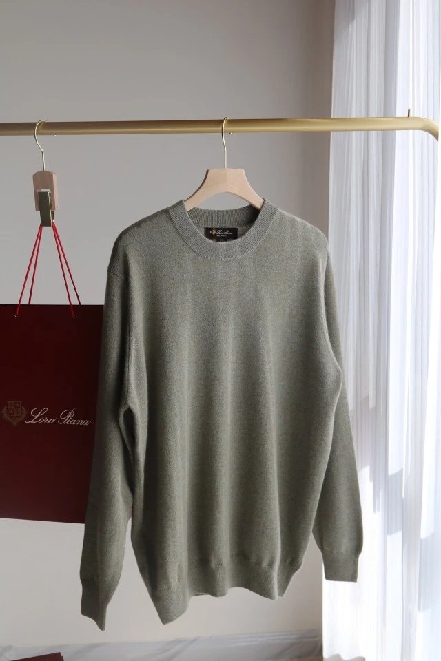 Loro Piana Cashmere Crewneck Sweater Olive Green